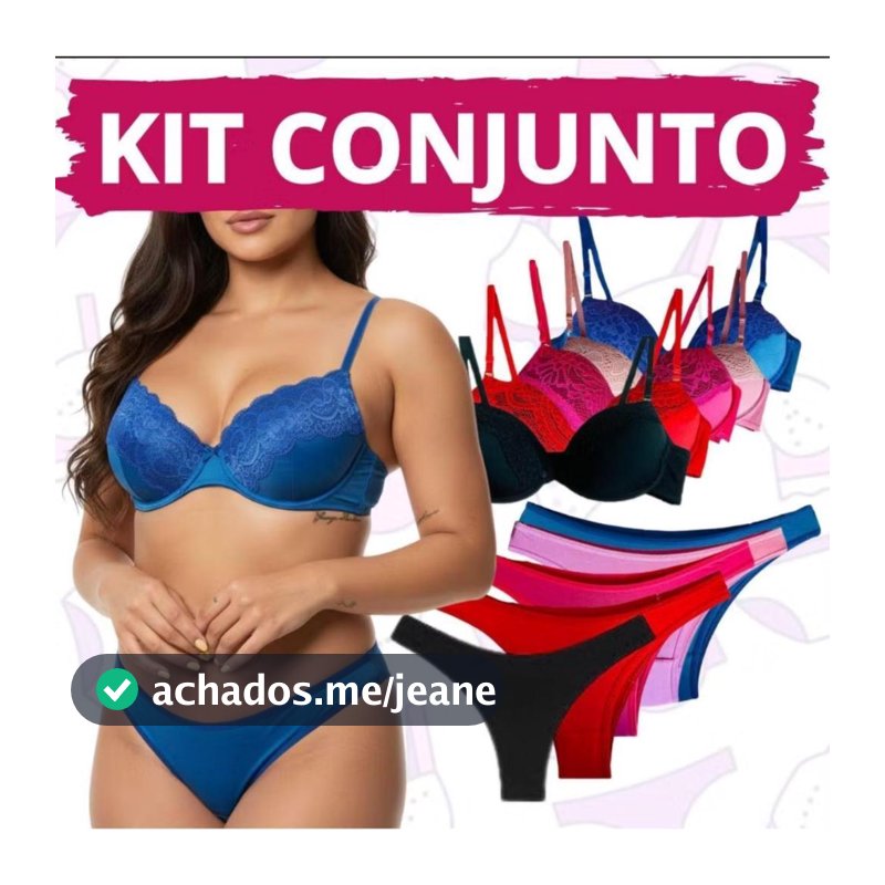 Kit 5 conjuntos de Lingerie Sutiã e Calcinha