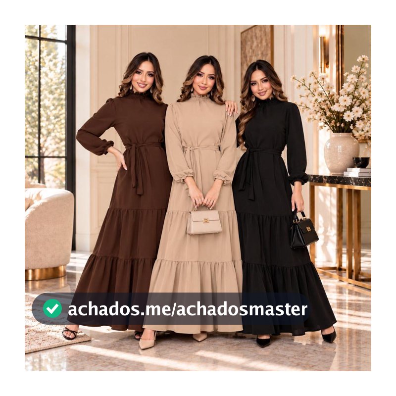 Vestido Feminino Manga Longa Gola Alta Tecido Duna Premium Moda Cristã Evangélica Elegante P ao GG