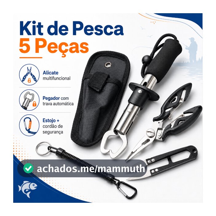Kit 5/3 Peças Ferramentas de Pesca Alicate Multifuncional+Pegador de Peixe com Corda Anti-Queda e Capa