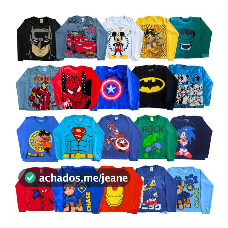 Kit 5 Camisetas Infantil Menino Manga Longa Estampada