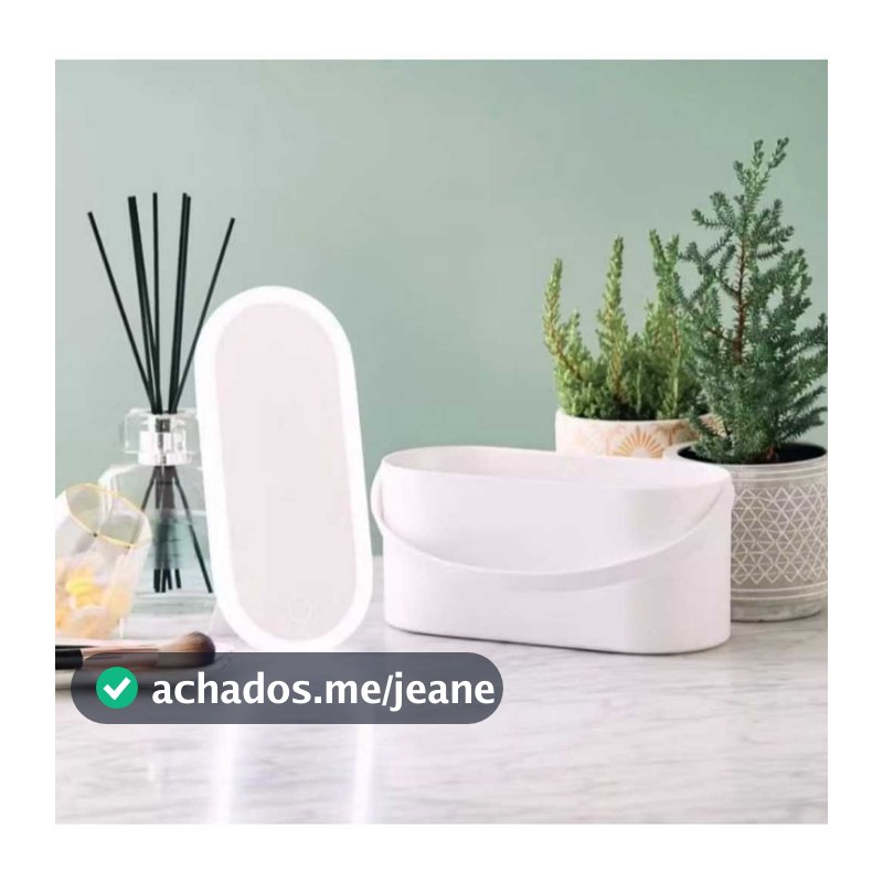 Organizador de Maquiagem Com Espelho LED giratório Maleta