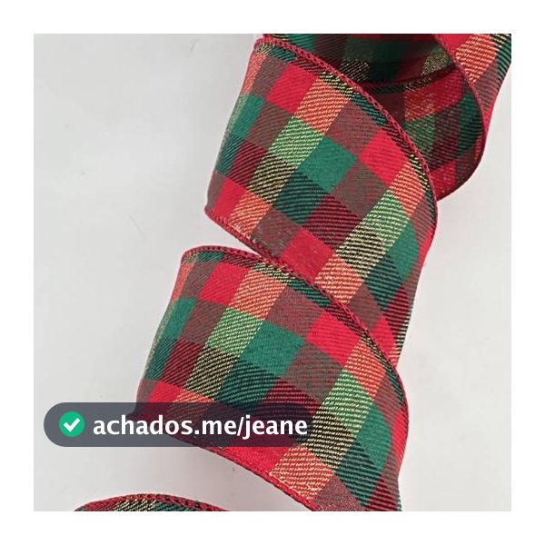 Fita Natalina Aramada Vermelho Dourada Verde 9,14x6.3cm Rolo Laco Arvore Guirlanda Escapulario