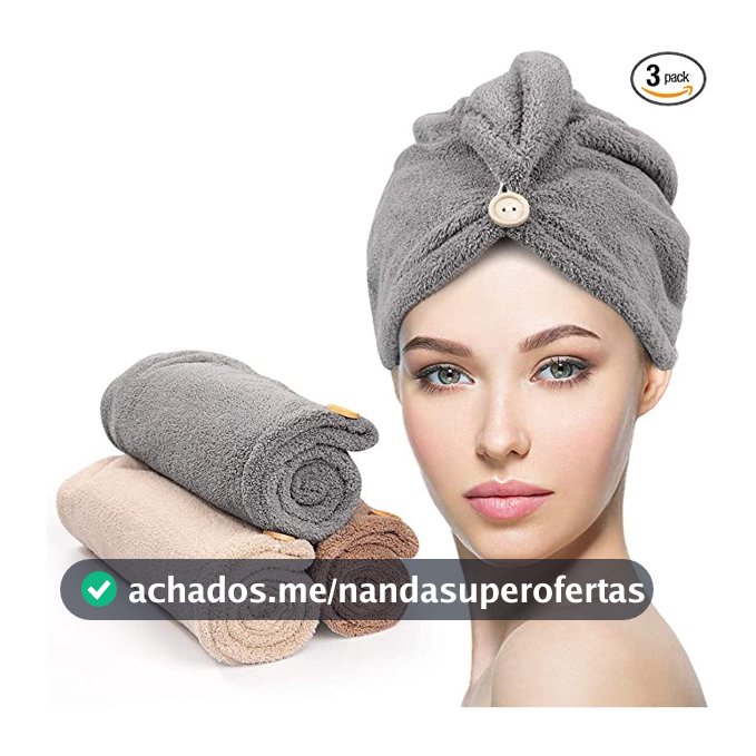 Kit 3 Toalha DeCabeloBanhoToalha Grossa Mágica MicrofibrasComBotãoAdequado ParaCabelos Secos RapidamenteCor Aleatória