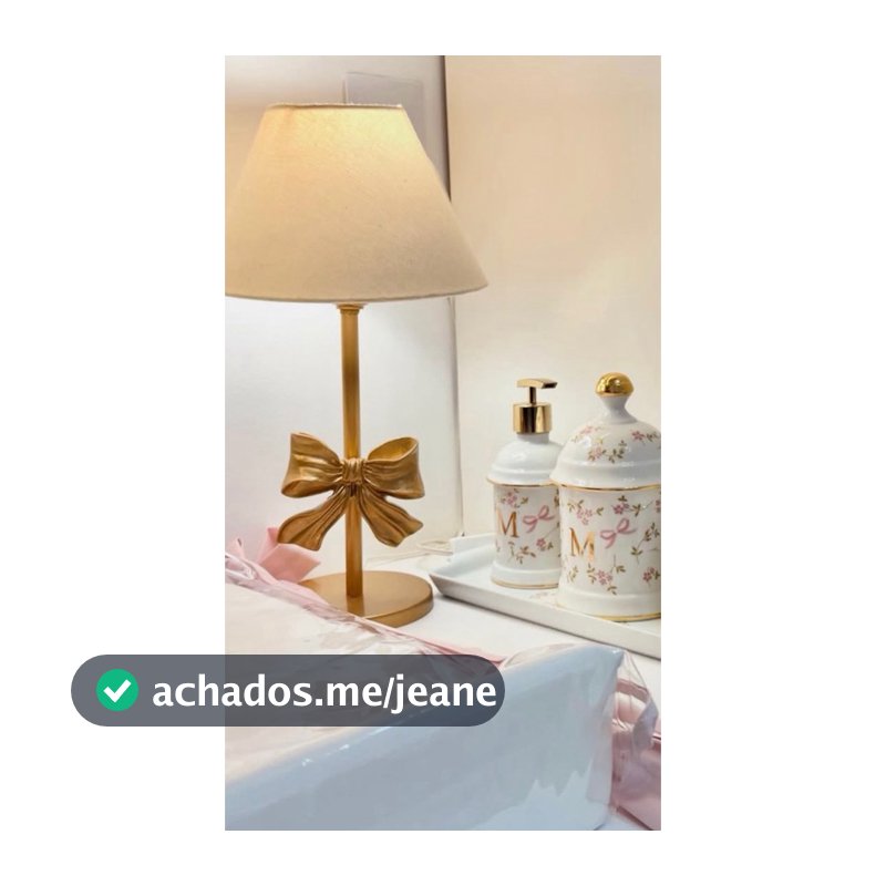 Abajur Laço Dourado Cúpula Bege