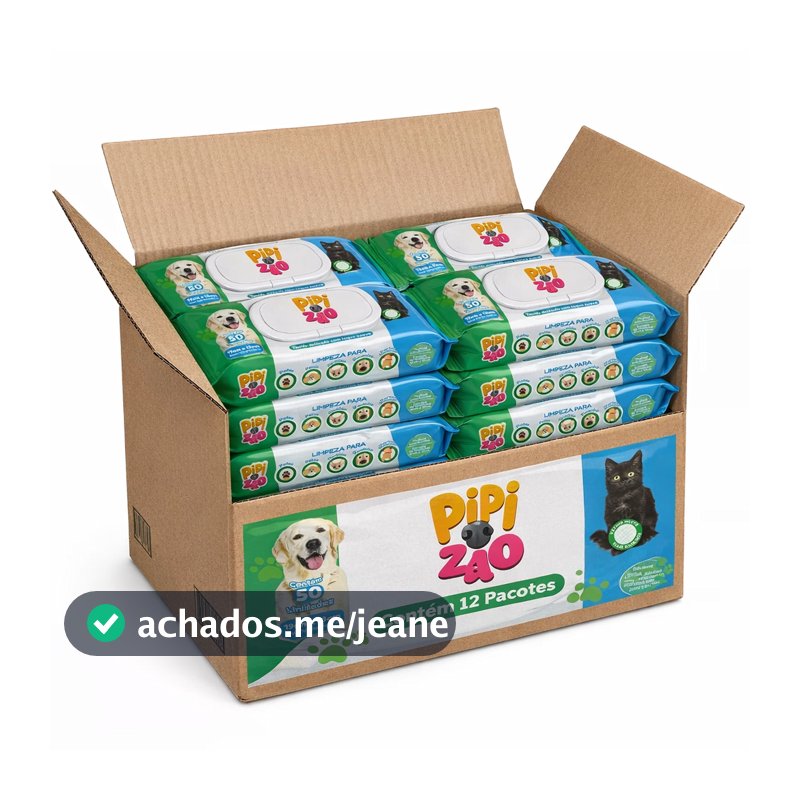 Kit Com 12 Pacotes Toalha Lenço Umedecido Para Pet Pipizão