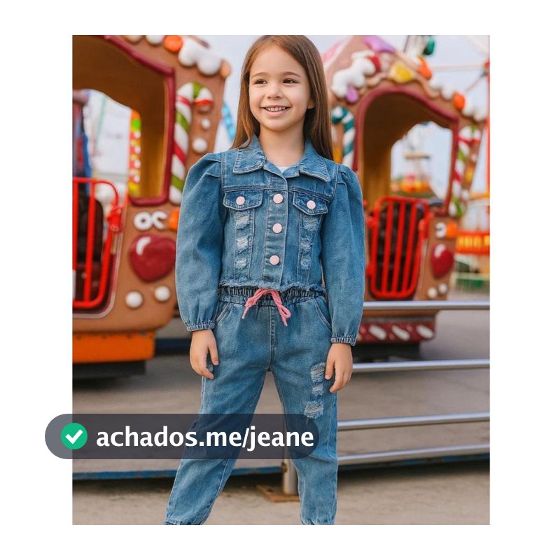 Conjunto Jeans Infantil Feminino Jaqueta + Calça Jogger TAM 2 ao 12 Anos Roupa Menina Moda Infantil