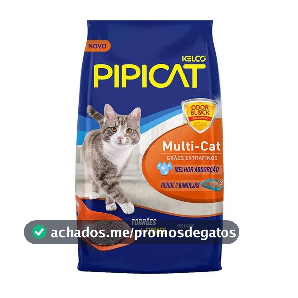Areia Higiênica Pipicat MultiCat Odor Block 4 kg