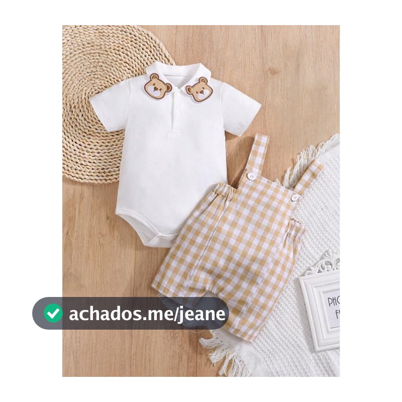 Jardineira com body para bebê Ursinho elegante Igor