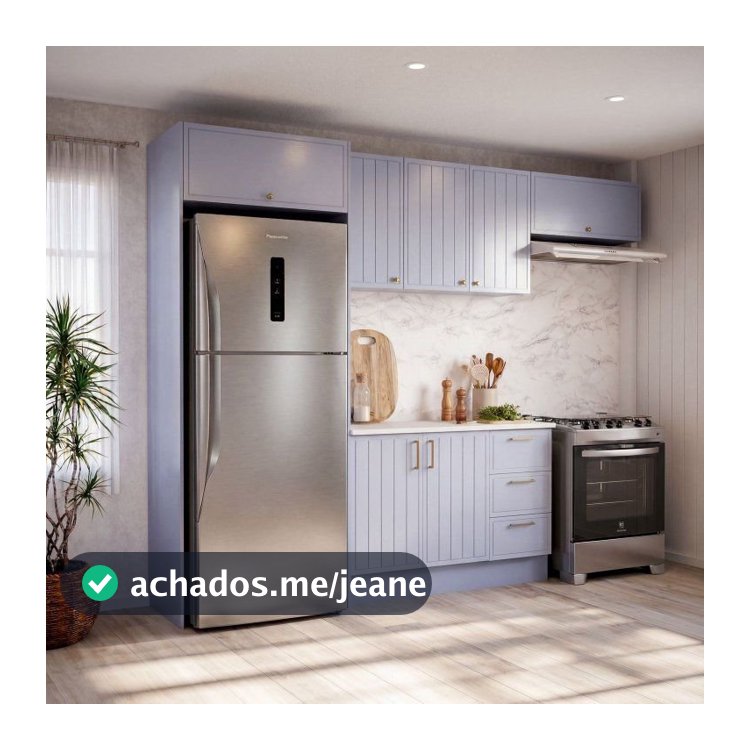 Cozinha Completa Planejada 100% MDF 4 Peças com Tampo CabeCasa MadeiraOriginals Azul Marselha Azul Sereno