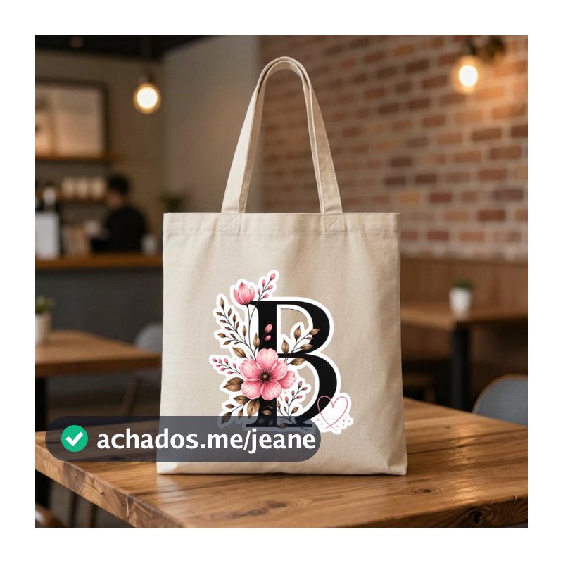 sacola ecobag cru MODA PRAIA  personalizada  com a inicial do seu nome