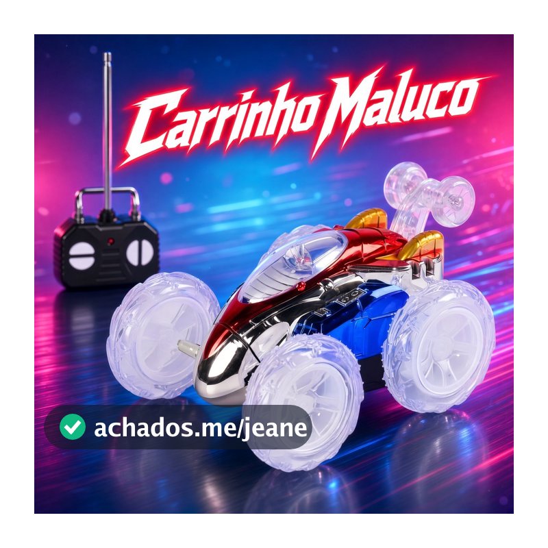 Carro Controle Remoto Infantil Gira 360° com Luz LED Brinquedo Maluco Carrinho de Controle