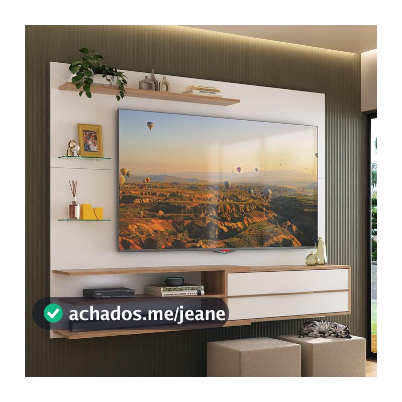 Painel para TV até 65 Polegadas com 1 Porta e Prateleiras Paris Multimóveis