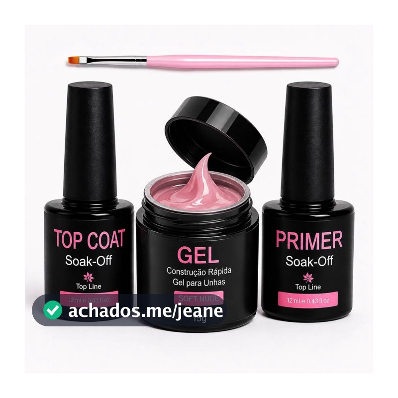 Kit de Unhas em Gel Manicure Alongamento  Top Coat Primer Pincel Unha