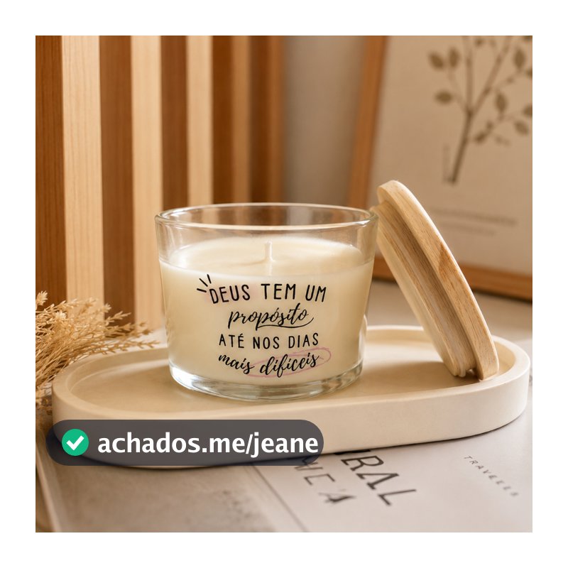 Vela perfumada frase Motivacional  -  100g COM TAMPA DE MADEIRA - ARTESANAL VEGANA