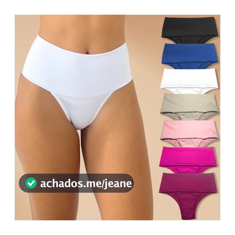 Kit até 10 Calcinhas Cintura Alta Modeladora Rupee Em Cores Sortidas
