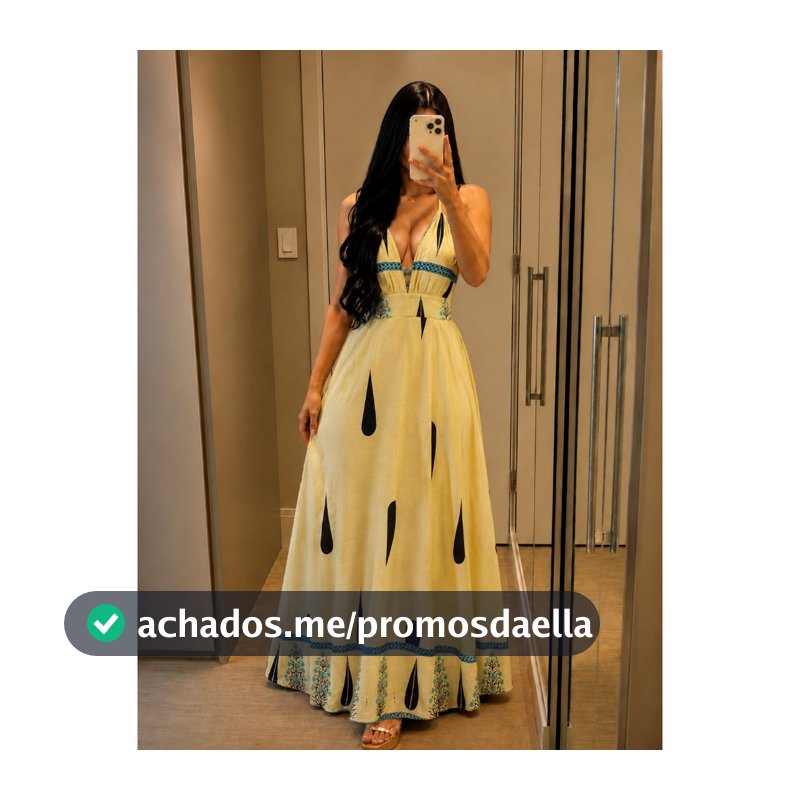 Vestido Feminino Longo Frente Única Com Decote Aberto Estampa Gota Boho