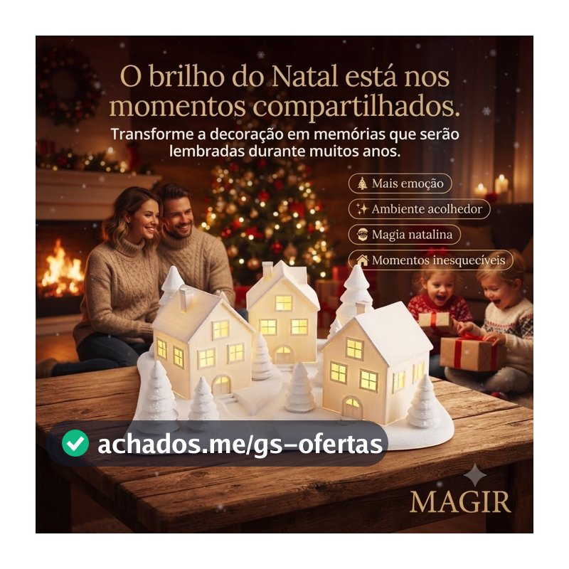 Cidade Natalina Iluminada Enfeite Decoração Sala  Arvore De Natal Gorro Papai Noel Guirlanda Present