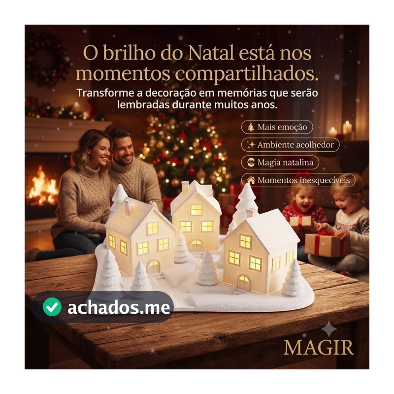 Cidade Natalina Iluminada Enfeite Decoração Sala  Arvore De Natal Gorro Papai Noel Guirlanda Present