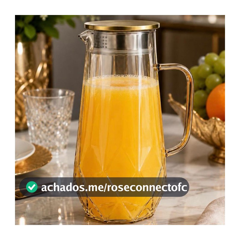 JARRA DE VIDRO BOROSSILICATO AMBAR  E FUME COM TAMPA  EM INOX  1,4L - JARRA LUXO