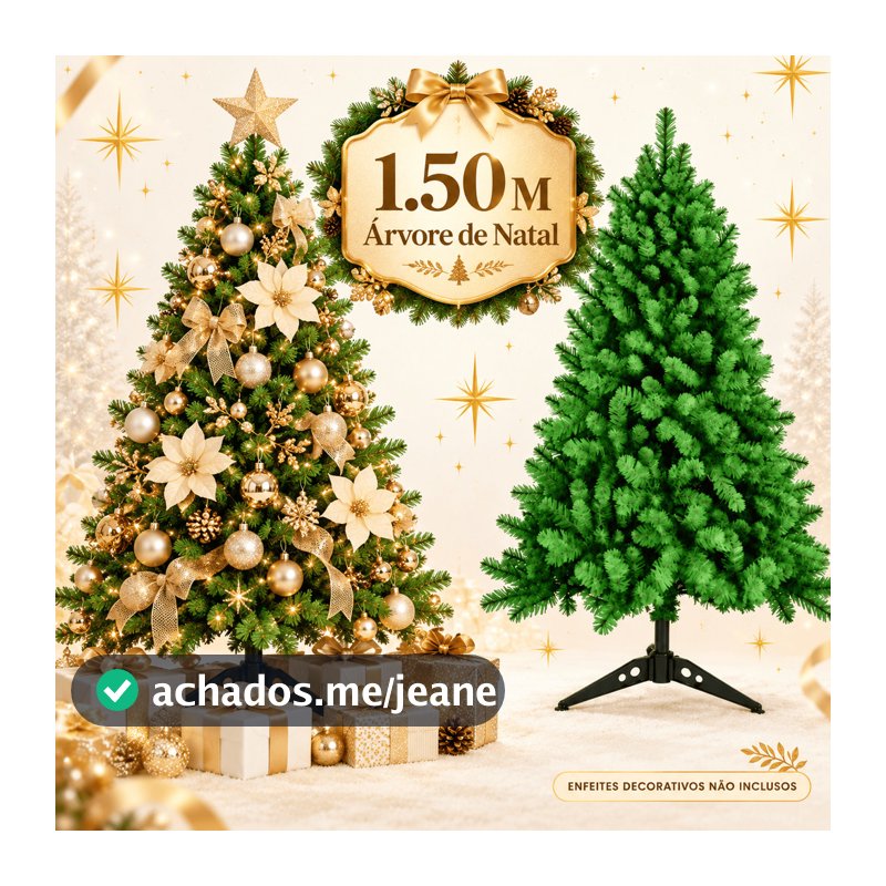 Árvore de Natal Pinheiro Verde 1,50m 1,80m Tradicional Decoração Natalina com Suporte