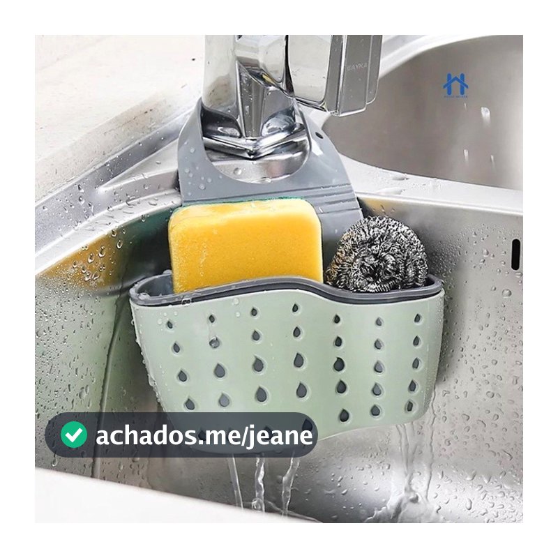 Suporte Porta Esponja Organizador Flexível Para Pia Com Alça  HH UTILIDADES DE CASA