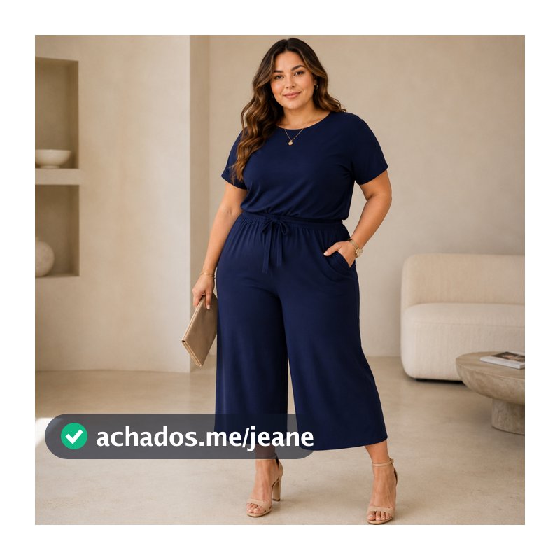 Conjunto Feminino Plus Size Viscolycra Blusa Manga Curta Calça Pantacourt Cintura Alta Casual Elegante Confortável