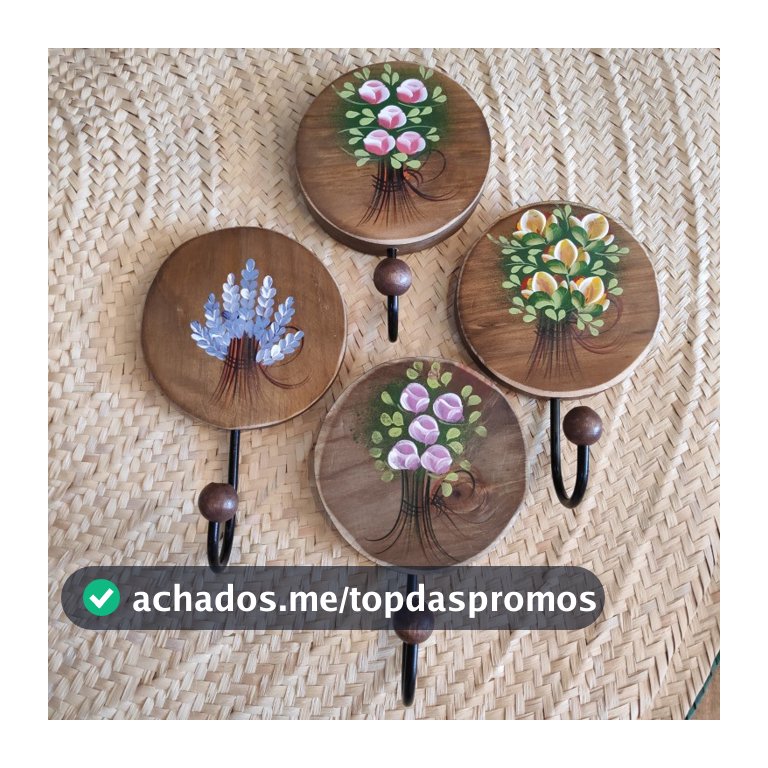 GANCHO CABIDE FLORAL DE MADEIRA - ARTESANAL DECORATIVO