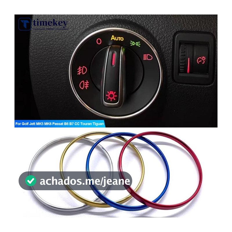 TIMEKEY Interruptor Do Farol Carro Quadro Decorativo Liga De Alumínio Guarnição Anel Adesivo Para Golf Jett MK5 MK6 Pass