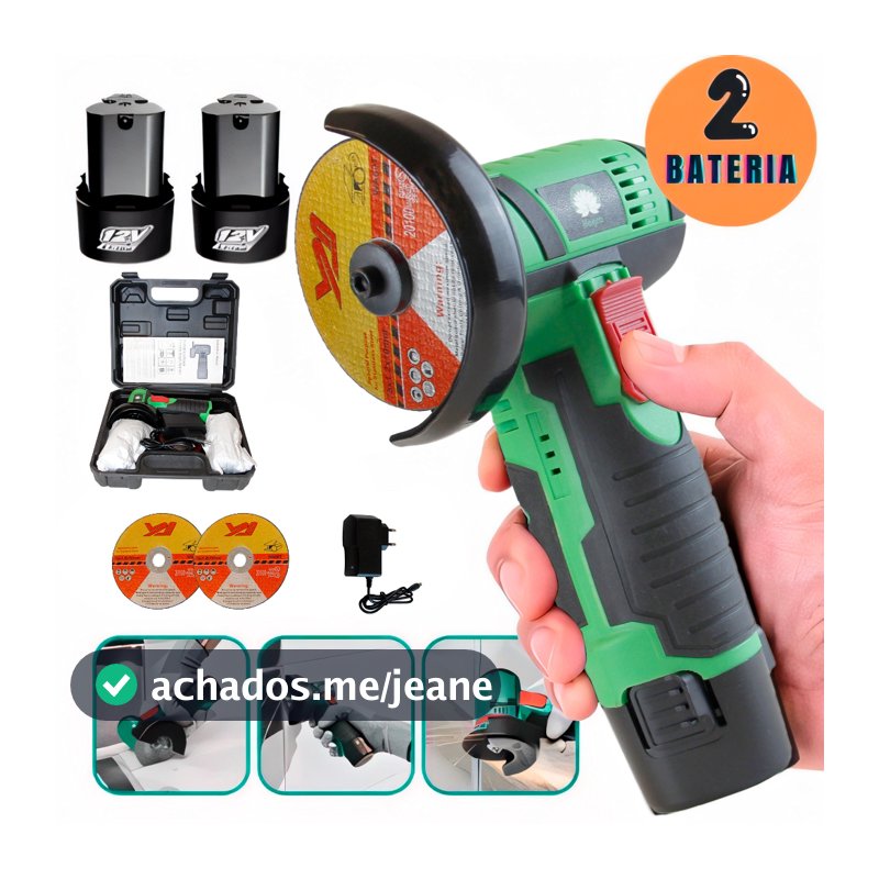 Mini Esmerilhadeira Lixadeira Elétrica Sem Fio Bivolt 110v/220v 2 Baterias 12V Com Maleta
