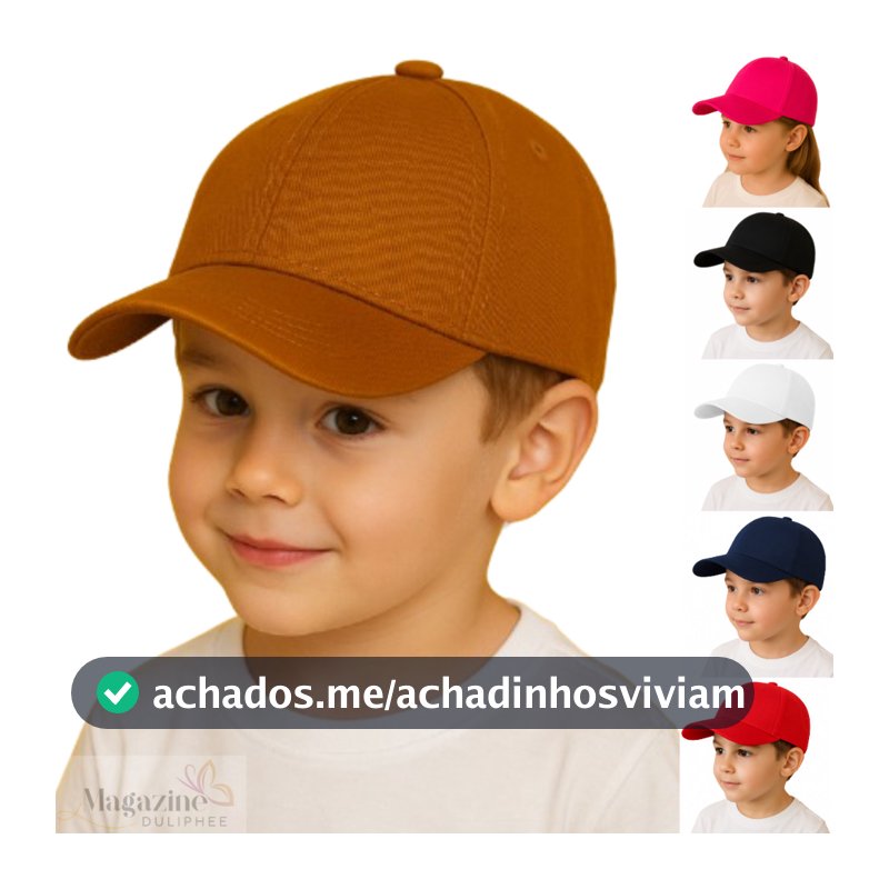 Boné Infantil Aba Curva Bebê 1 a 6 anos Com Ajuste Boné de Criança Menina Menino Varias Cores