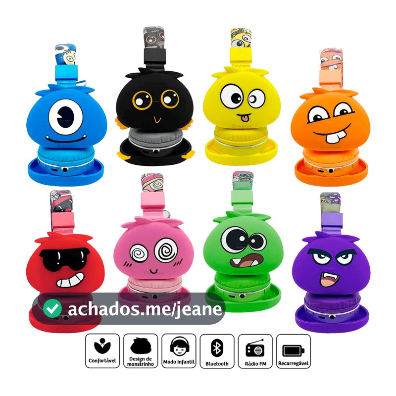 Fone De Ouvido Infantil Headset Bluetooth Monster Sem Fio Com Microfone Anatomico