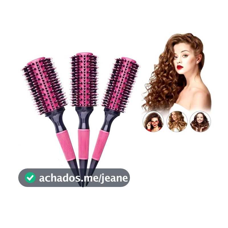Kit 3 Escovas Profissionais De Cabelo Cerdas Javali e Nylon