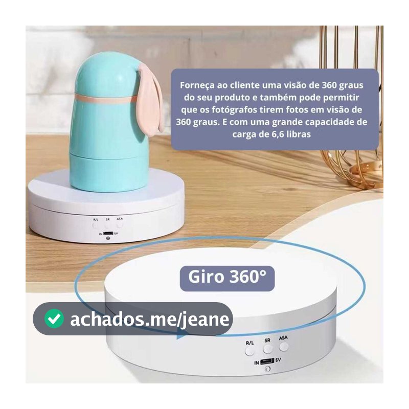 Suporte Expositor Recarregavel USB Giratorio Eletrico Para Vitrine Produtos E Foto e Decoração MT294