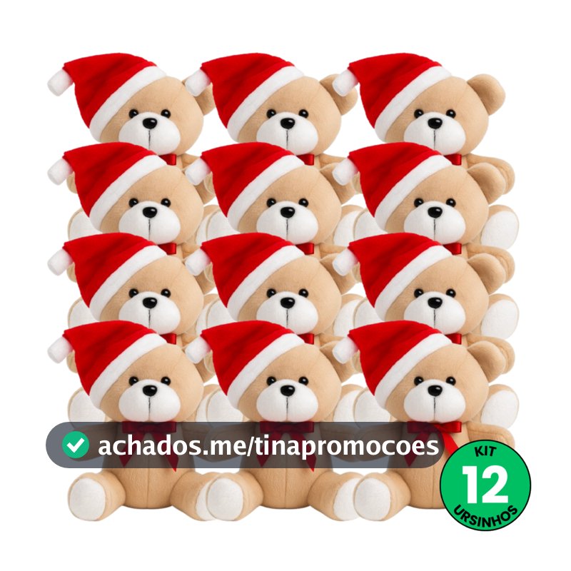 Kit Ursinho De Pelúcia Papai Noel Natalino Decoração Enfeite Árvore De Natal