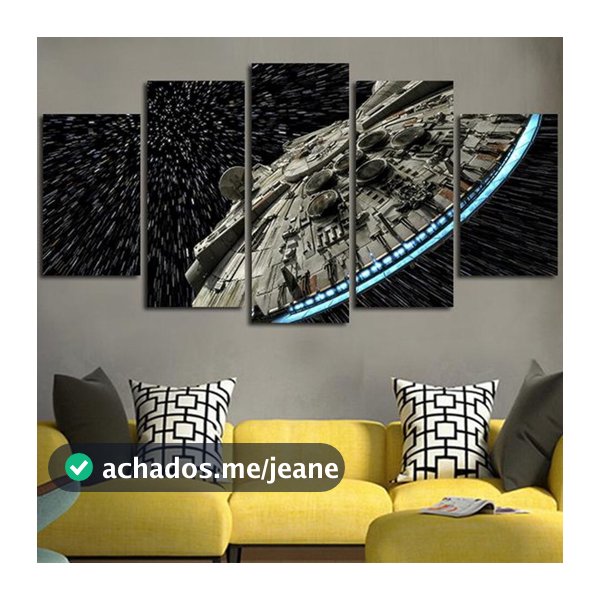 Quadros Decorativo Mosaico 5 peças Sala Quarto Mdf Alta Resolução Full HD Star Wars