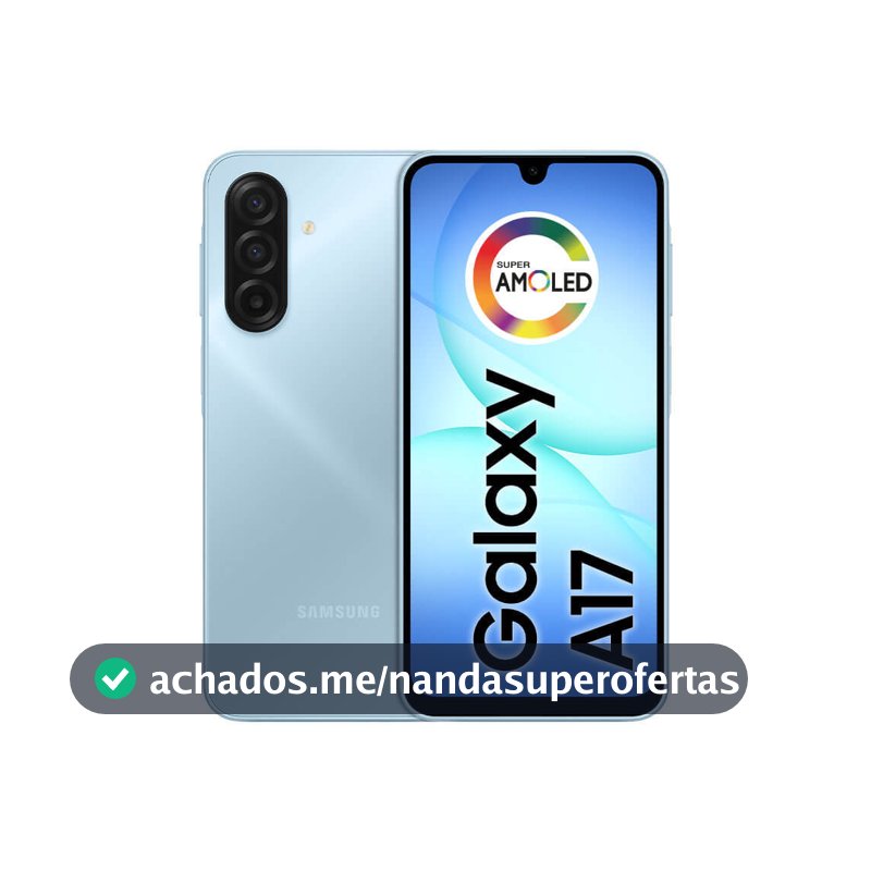 Celular Samsung Galaxy A17 com IA, 128GB, 4GB RAM, Câm de 50MP, Tela de 6.7", NFC, IP54