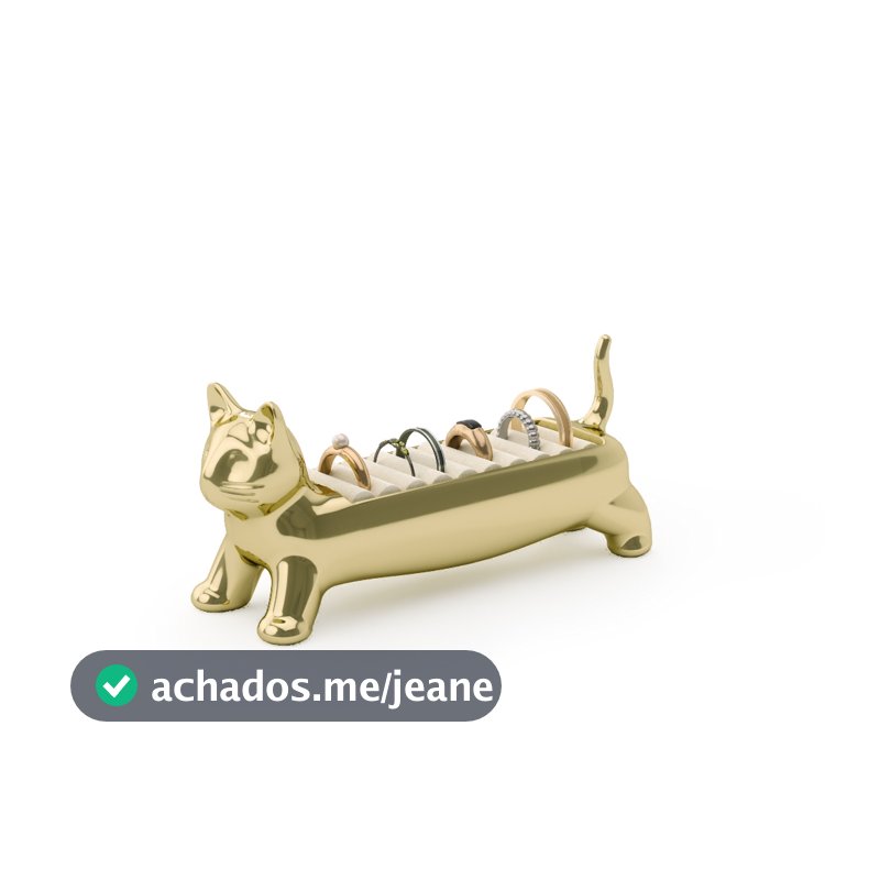 Ali Cat - Porta Anéis Dourado Gato Munchkin para 9 Anéis - Umbra