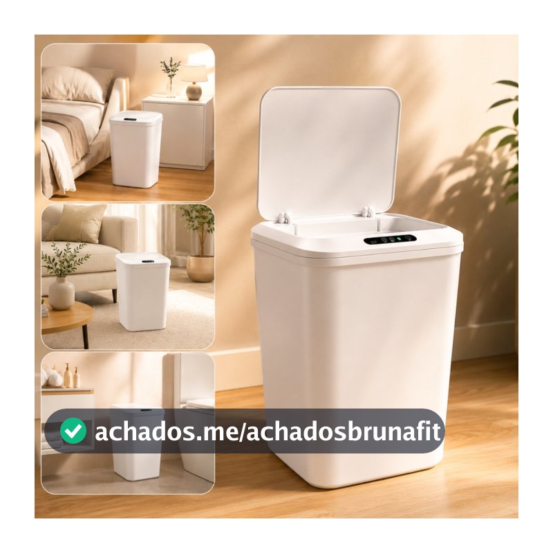Lixeira Sensor Automática 16L Inteligente Recarregável Moderna Usb Anti Odor Cozinha Banheiro Escritório