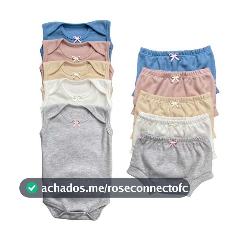 Kit Conjunto 2 Body Sem Manga + 2 Tapa Fralda Bebê Gola Envelope Menino Menina 0 a 18 meses