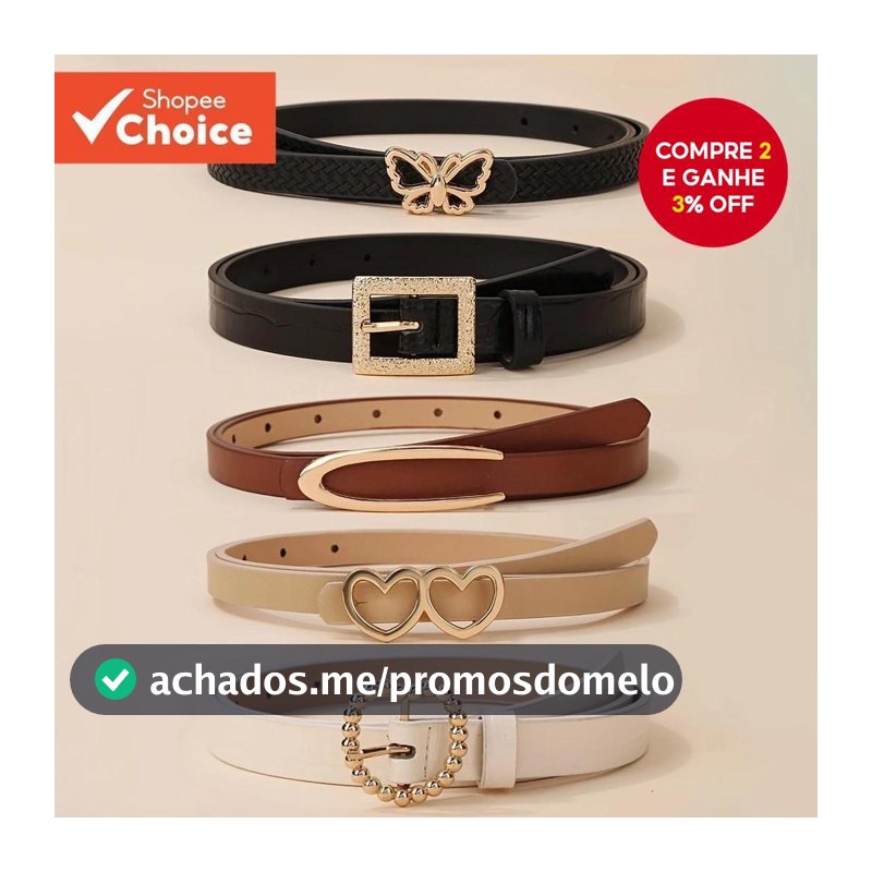 5 Peças Cintos Finos Com Fivela De Metal Femininos Ajustáveis Versáteis Cinturas De Couro Para Vestidos De Escritório