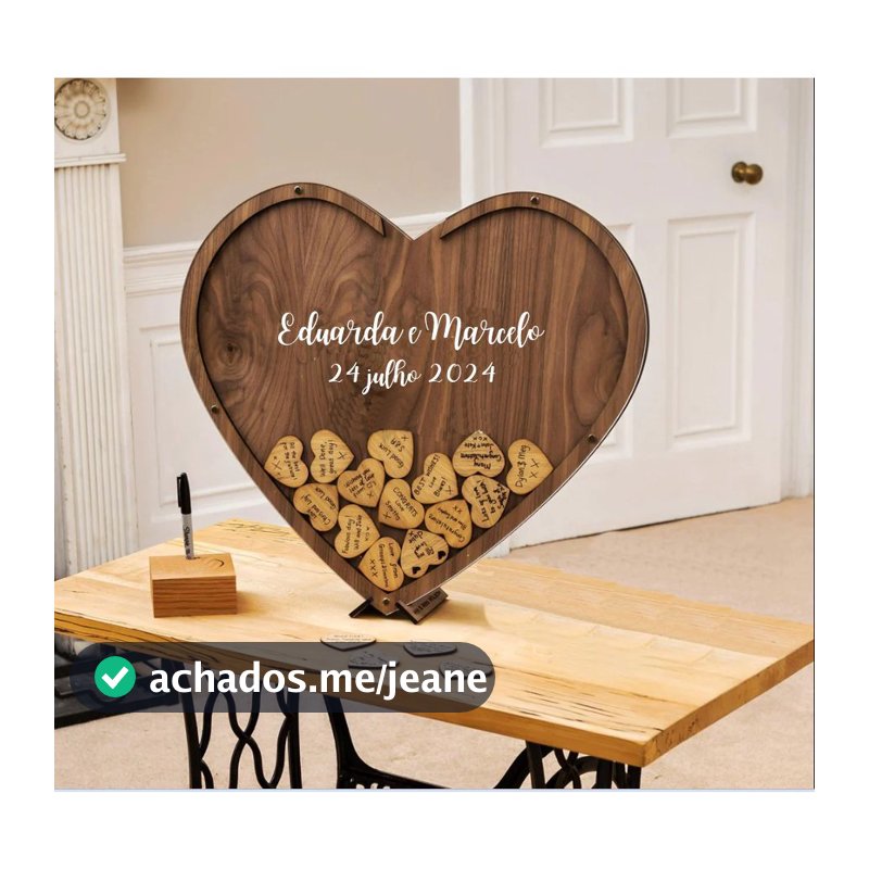 Quadro de assinaturas com coração de CASAMENTO OU DEBUTANTE Coração