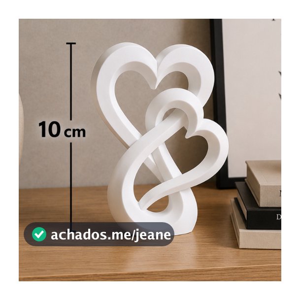 Escultura Corações Entrelaçados Amor Infinito Decoração Romântica Namorada (o) para sempre - 10 cm Altura