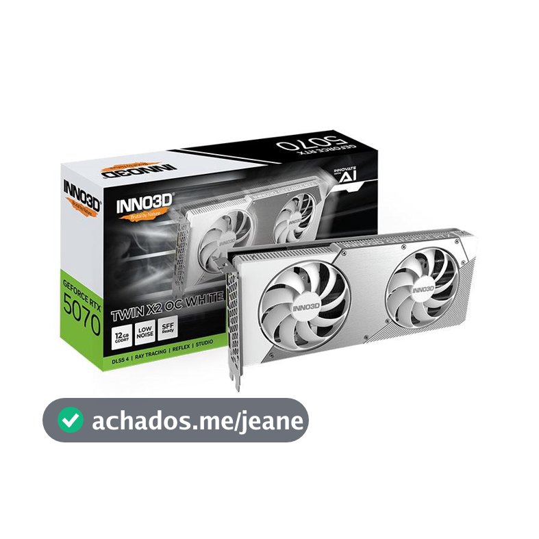 Placa de Video INNO3D GeForce RTX 5070 Twin X2 OC White, 12GB, GDDR7, 192-bit, N50702-12D7X-195064W