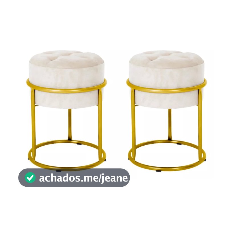 kit 2 Puff Argola De ferro Banqueta de Sala Quarto Penteadeira Decoração Escolha Sua Cor