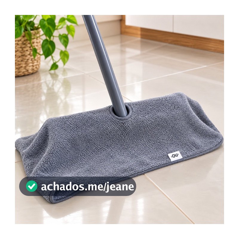 Pano de Chão em Microfibra com Encaixe para Cabo de Vassoura