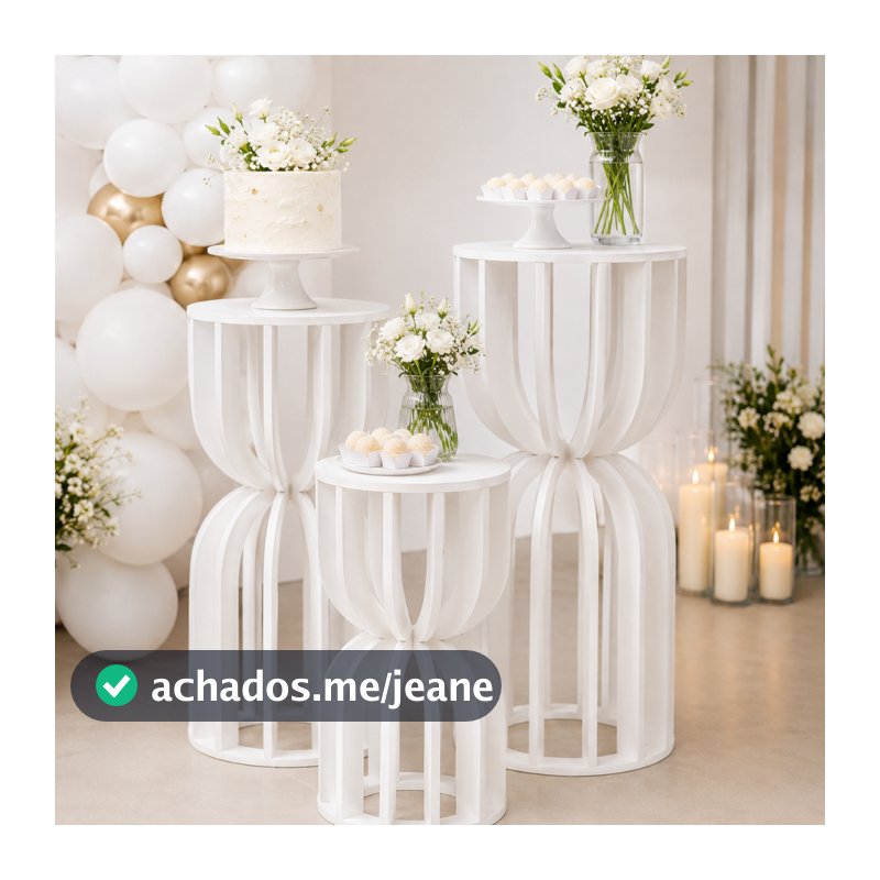 Mesas ampulhetas montadas e pintadas brancas decoração festa