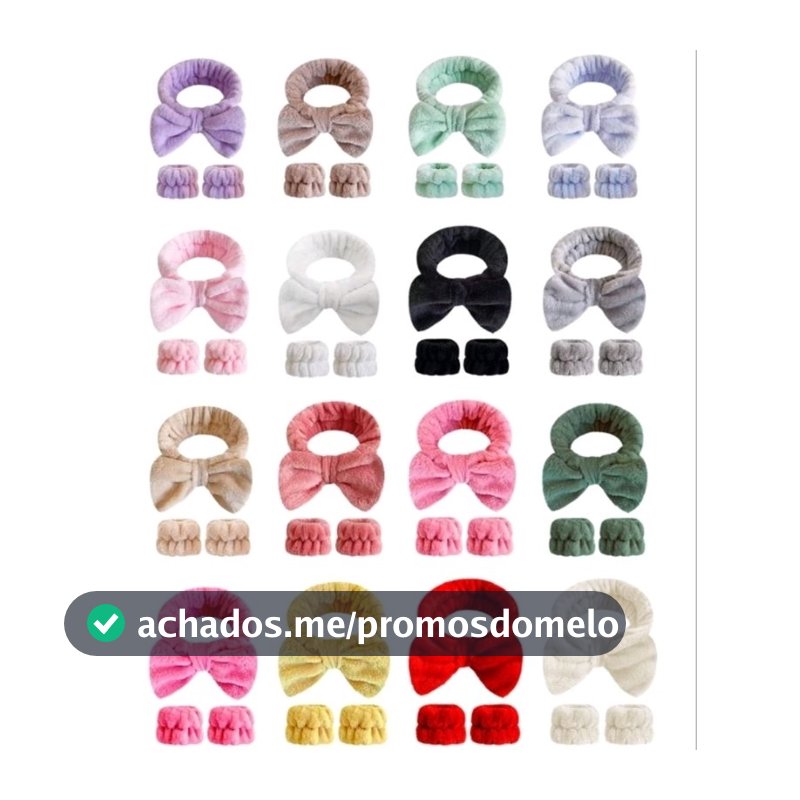 KIT 3PCS FAIXA DE CABELO E PUNHO PARA SKINCARE MAQUIAGEM