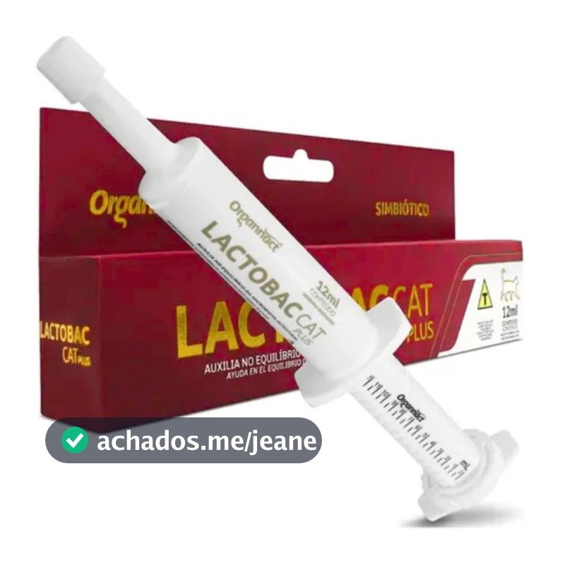 Lactobac Cat 12 ml Organnact Probiótico e Prebiotico Para Gatos