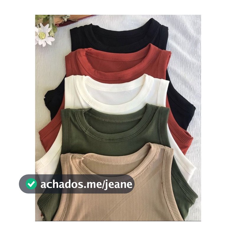 kit 4 unidades blusa canelado camiseta feminina casual dia a dia  cores variadas
