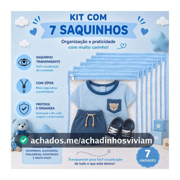 Kit 7 Saquinho 33 x 27 Mala Maternidade/Viagem/Roupa Suja/Roupa Molhada
